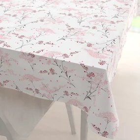 Biante Bavlnený obdĺžnikový obrus Sandra SA-088 Vínovo-ružové lúčne kvety na bielom 100x160 cm