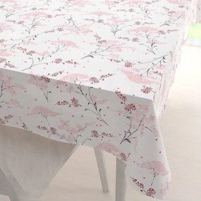 Biante Bavlnený obdĺžnikový obrus Sandra SA-088 Vínovo-ružové lúčne kvety na bielom 140x160 cm