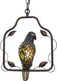 Závesné vitrážové svetlo Tiffany v dizajne papagája - 40 * 26 * 86 cm E14 / max 1 * 25W