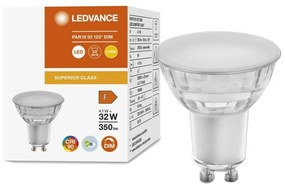 LED žiarovka GU10 4,1W = 32W 350lm 2700K Warm 120° CRI90 Stmievateľné sklo LEDVANCE Superior