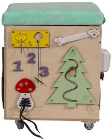 KIK Detský edukačný manipulačný puf so sedadlom na kolieskach 31×31×40,5 cm