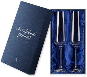 Darčeková krabička na svadobné sektové poháre Sandra 200 ml, modrý satén