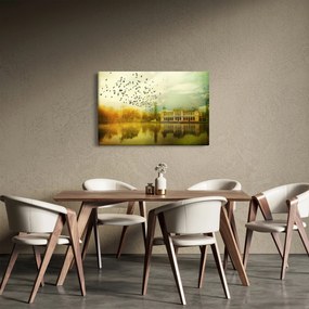 Obraz maľované krajiny so sídlom (90x60 cm)