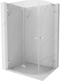 Mexen Lunar, L polkruhový sprchový kút naklápací doľava 80 x 70 cm, 8mm číre sklo, oceľový profil, 833L-080L-070P-97-00