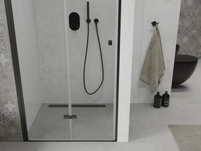 Mexen Lima, skladacie sprchové dvere do otvoru 80 x 190 cm, 6mm číre sklo, čierny profil, 856-080-000-70-00