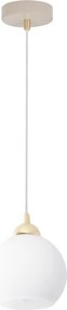 Závesné svietidlo Eliza, 1x biele sklenené tienidlo, g/be
