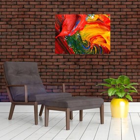 Sklenený obraz - Modrenie abstrakcie štetcom (70x50 cm)