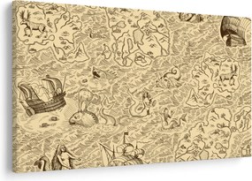 Obraz - Vintage mapa, ilustrácie (90x60 cm)