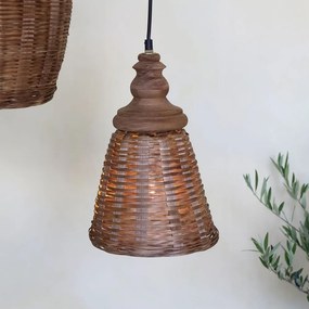 Prírodné antik závesné svetlo s bambusovým tienidlom Lamp Bamboo - Ø41*52cm/ E27/ 40W