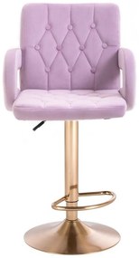 LuxuryForm Barová stolička BOSTON VELUR na zlatom tanieri - levanduľa