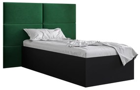 Jednolôžková posteľ s čalúneným čelom 90 cm Brittany 2 (čierna matná + zelená) (s roštom). Vlastná spoľahlivá doprava až k Vám domov. 1045919