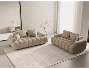 Béžová zamatová pohovka 200 cm Linz – Cosmopolitan Design