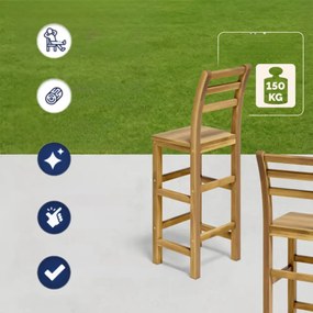 Casaria Barové stoličky OSLO s operadlami, 2ks, 40x36x110cm, prírodná hnedá