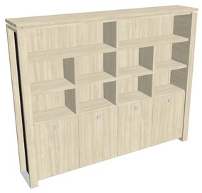 Vysoká skriňa Verno+ S 260 x 46 x 210 cm, s regálom, agát / čierna