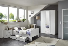 Šatníková skriňa Nadja, 135 cm, biela/zrkadlo