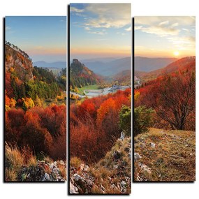 Obraz na plátne - Jesenná krajina pri západe slnka, Slovensko, Vrsatec - štvorec 3260C (105x105 cm)