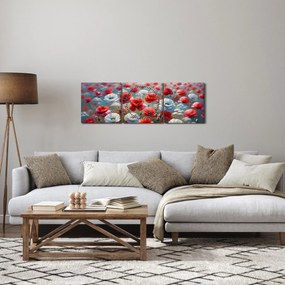 Obraz - Pole vlčích makov (s hodinami) (90x30 cm)