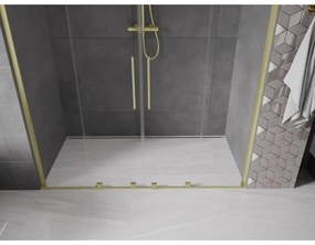 Mexen Velar L Duo, posuvné sprchové dvere do otvoru 170 cm, 8mm číre sklo, zlatá matná, 871-170-003-02-55