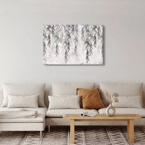 Obraz - Vŕbové vetvičky v šedej omietke (90x60 cm)