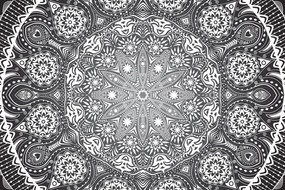Obraz okrasná Mandala s krajkou v čiernobielom prevedení Varianta: 120x80
