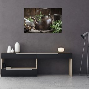 Obraz - Kanvička s rozmarínom (90x60 cm)
