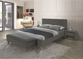 Najlacnejsinabytok AZURRO VELVET, manželská posteľ 140x200 cm, šedá, dub