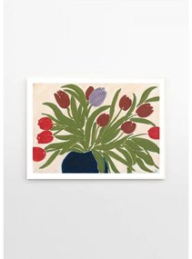 Plagát 70x50 cm Tulips in a Blue Vase – Anine Cecilie Iversen – The Poster Club