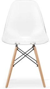 Set troch jedálenská stoličiek OSAKA priehľadné (hnedé nohy) (3ks)