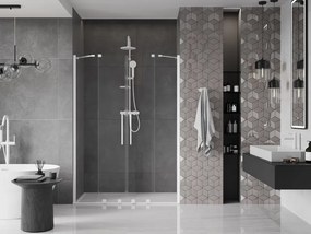 Mexen Velar Duo, posuvné dvere do otvoru 160x200 cm, 8mm číre sklo, biela, 871-160-000-02-20