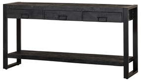 Konzolový stolík z mangového dreva Atlanta Black 3 zásuvky 150 cm Mahom