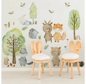Gario Detská nálepka na stenu Lesný svet - medvedík, jelenček, líška a ježko Rozmery: XL