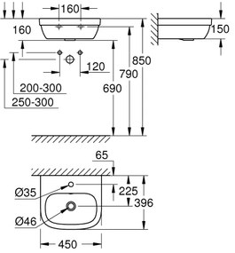 GROHE 39324000 - Umývadlo EURO CERAMIC 450 × 400 mm keramika/biela