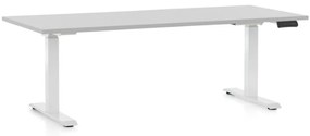 Výškovo nastaviteľný stôl OfficeTech D, 180 x 80 cm, biela podnož, svetlo sivá