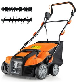 41 cm Elektrický vertikutátor a prevzdušňovač trávnika 15A 2 v 1 s 3-polohovým nastavením výšky zelený Barva: Oranžová