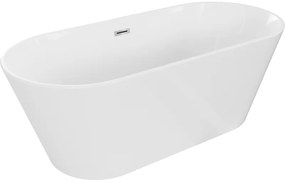 Mexen Flavia, voľne stojaca vaňa 150 x 75 cm, biela, chrómový prepad, 54031507500-01