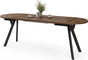 Mazzoni ALMO Hnedý dub / čierne nohy - OVÁLNY ROZKLADACÍ STÔL 140-240 cm PRE 10-12 OSÔB