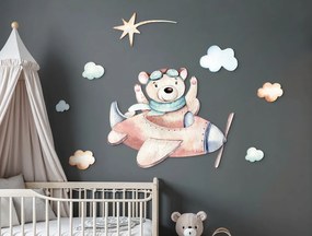 drevko |  Detská dekorácia Veselý pilot macko  73 x 100 cm