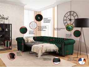 Zelená zamatová rozkladacia rohová pohovka (ľavý roh/do L) York Blik – Ropez