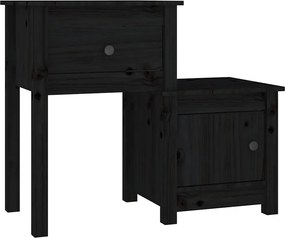 vidaXL Nočný stolík čierny 79,5x38x65,5 cm masívne borovicové drevo