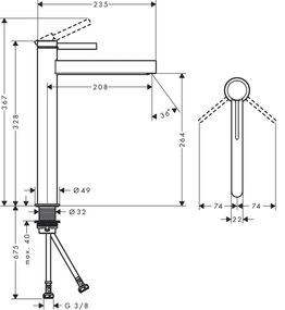 Hansgrohe Finoris, umývadlová batéria 260, s výpustom Push-Open, chrómová, HAN-76070000