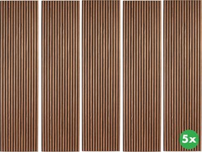 Drevený akustický panel, 2400 x 600 mm, B2BP010, balenie 5 ks, zlatý teak