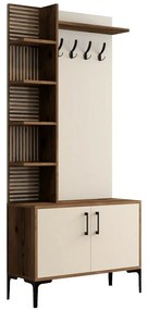 Vešiak s botníkom a policami Viyana Walnut and Cream