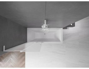 Mexen Velar L, 2-krídlová posuvná vaňová zástena 80 x 150 cm, 8mm sklo námraza, biela matná, 896-080-003-31-20