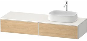 DURAVIT Zencha závesná skrinka pod umývadlo na dosku (umývadlo vpravo), 2 zásuvky, 1600 x 550 x 281 mm, dub prírodný/biela super matná, ZE4814R30840000