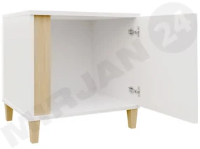 Nočný stolík Anrok L AR13, Farby: biela / biely lesk + čierny lesk
