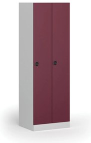 Kovová šatníková skrinka S1, 2-dverová, 1850 x 600 x 500 mm, kódový zámok, červené dvere