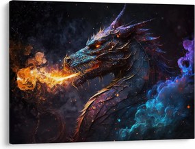 Obraz - Drak pľuvajúce plamene (70x50 cm)