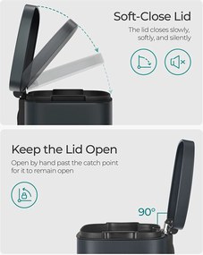 Kuchynský odpadkový kôš, pedálový, 30L, dymovo šedý