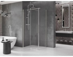 Mexen Velar, sprchový kút s posuvnými dverami 140 x 90 cm, 8mm číre sklo, brúsená oceľ, 871-140-090-01-97