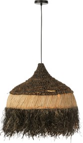 Závesné čiernopřírodní ratanové svetlo Raffia L - Ø 50*65 cm/ E27